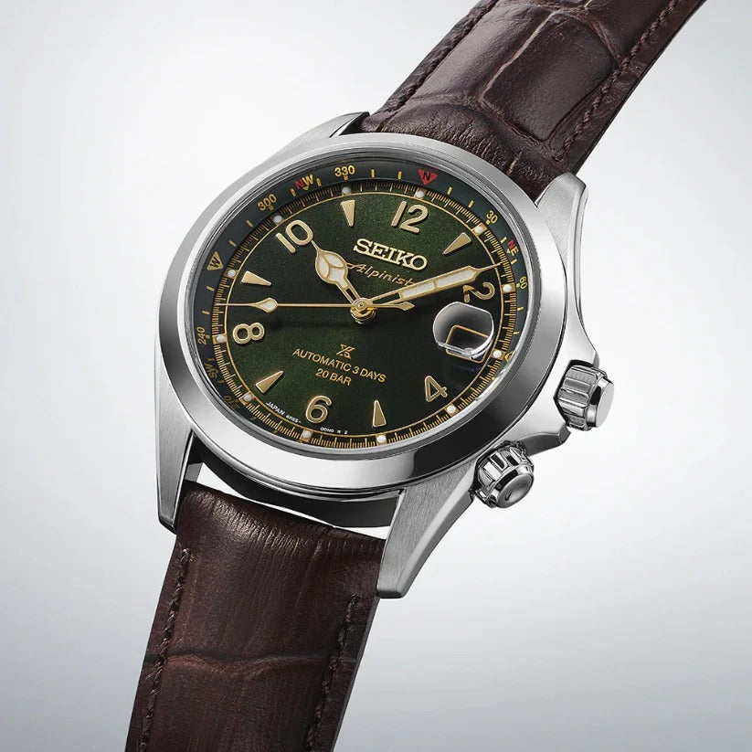 SEIKO PROSPEX ALPINIST AUTOMATIC WATCH CLASSIC PINE – 39.5MM GREEN DIAL LEATHER STRAP
