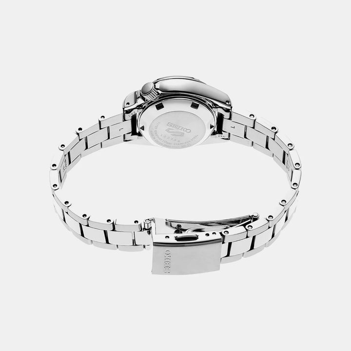 SEIKO 5 SPORTS COMPACT AUTOMATIC LADIES WATCH – 28MM BLUE DIAL STEEL BRACELET