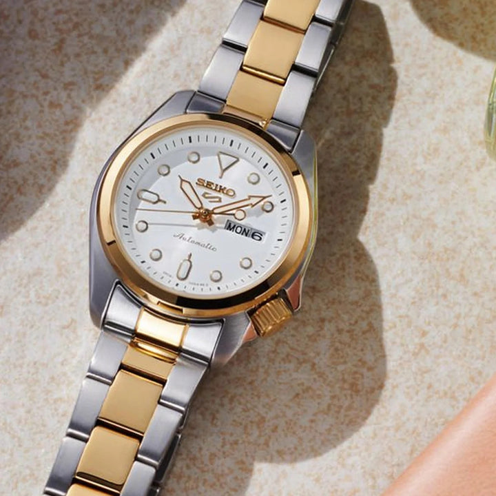 SEIKO 5 SPORTS LADIES AUTOMATIC WATCH – 28MM STEEL BRACELET