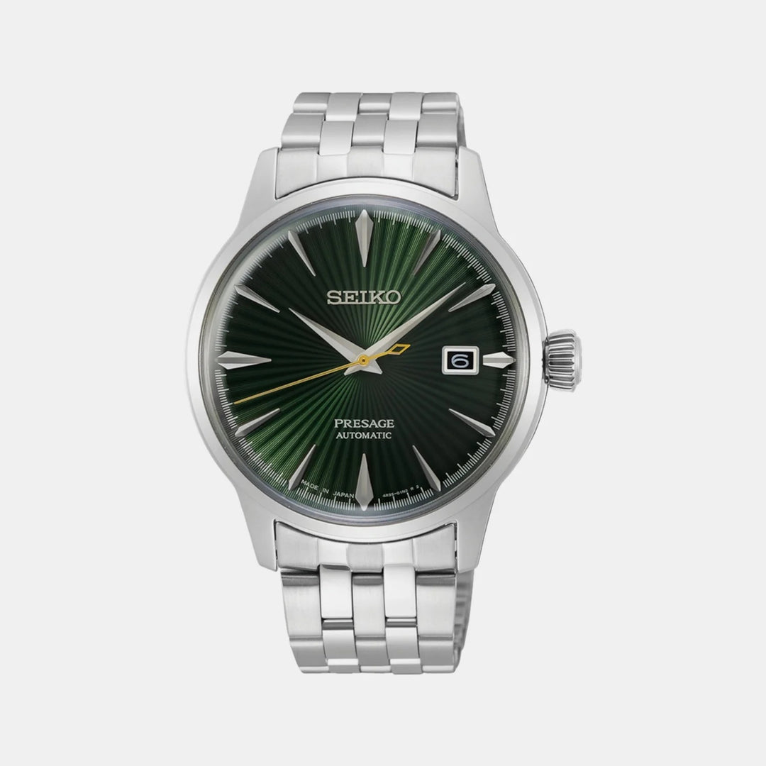 SEIKO PRESAGE COCKTAIL TIME MOCKINGBIRD AUTOMATIC WATCH – 40.5MM GREEN SUNBURST DIAL STEEL BRACELET