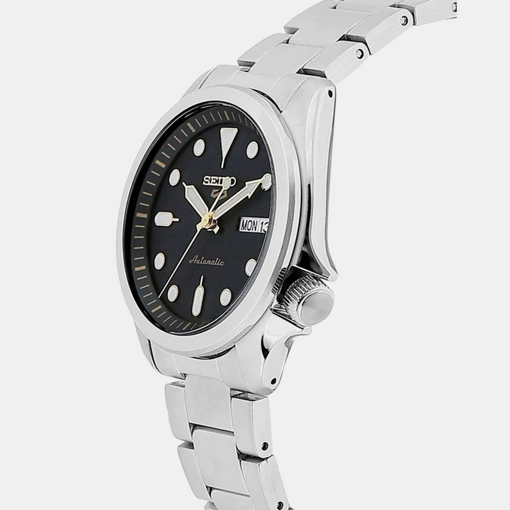 SEIKO 5 SPORTS SOLID BOY AUTOMATIC WATCH – 40MM BLACK DIAL STEEL BRACELET