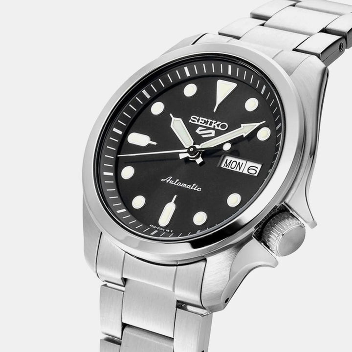 SEIKO 5 SPORTS SOLID BOY AUTOMATIC WATCH – 40MM BLACK DIAL STEEL BRACELET