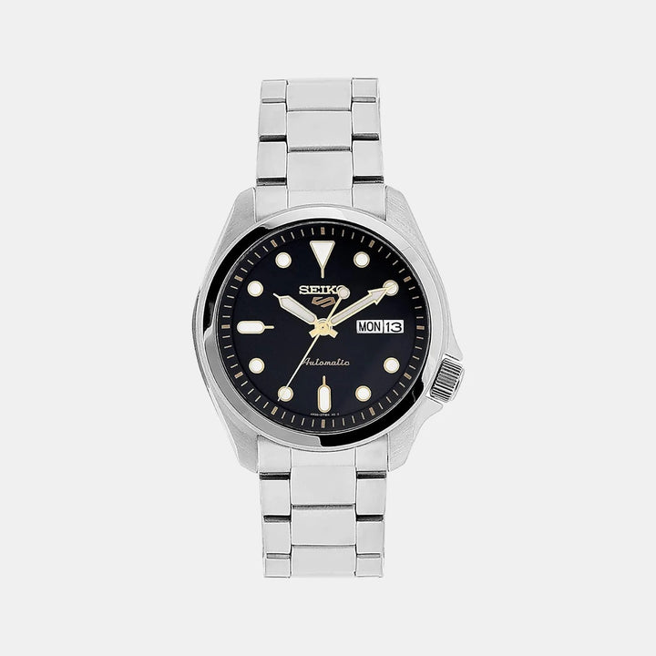 SEIKO 5 SPORTS AUTOMATIC WATCH – 40MM BLACK DIAL GOLD-TONE INDICES STEEL BRACELET
