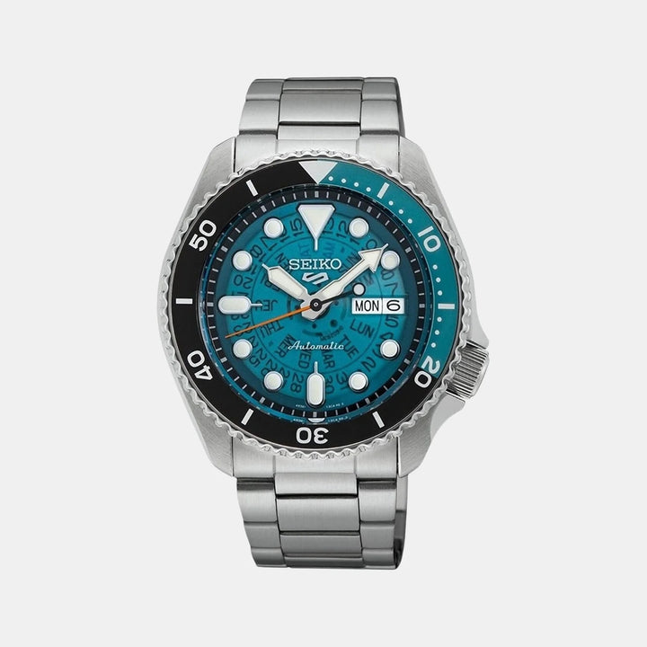 SEIKO 5 SPORTS TIME SONAR SKELETON AUTOMATIC WATCH – 42.5MM TEAL OPEN DIAL STEEL BRACELET