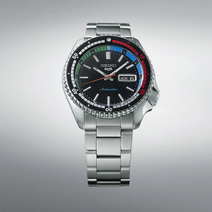 SEIKO 5 SPORTS RETRO REGATTA TIMER SPECIAL EDITION AUTOMATIC WATCH – 42.5MM BLACK DIAL STEEL BRACELET