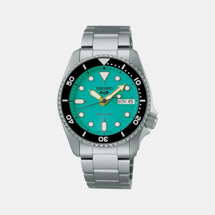 SEIKO 5 SPORTS SKX MID-SIZE AUTOMATIC WATCH – 38MM MINT GREEN DIAL ROTATING BEZEL STEEL BRACELET