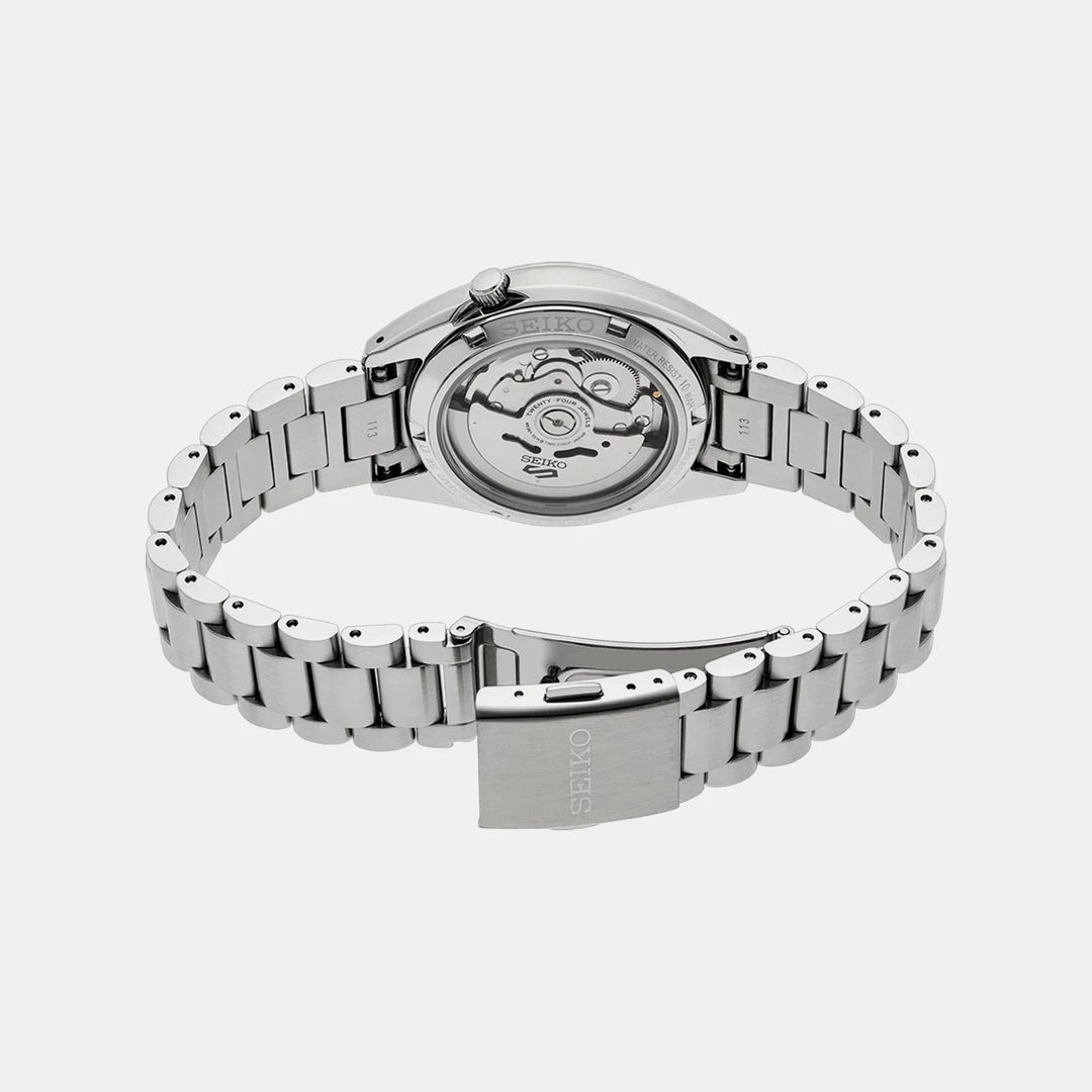 SEIKO 5 SPORTS SNXS COMPACT AUTOMATIC WATCH – 37.4MM IVORY DIAL STEEL BRACELET