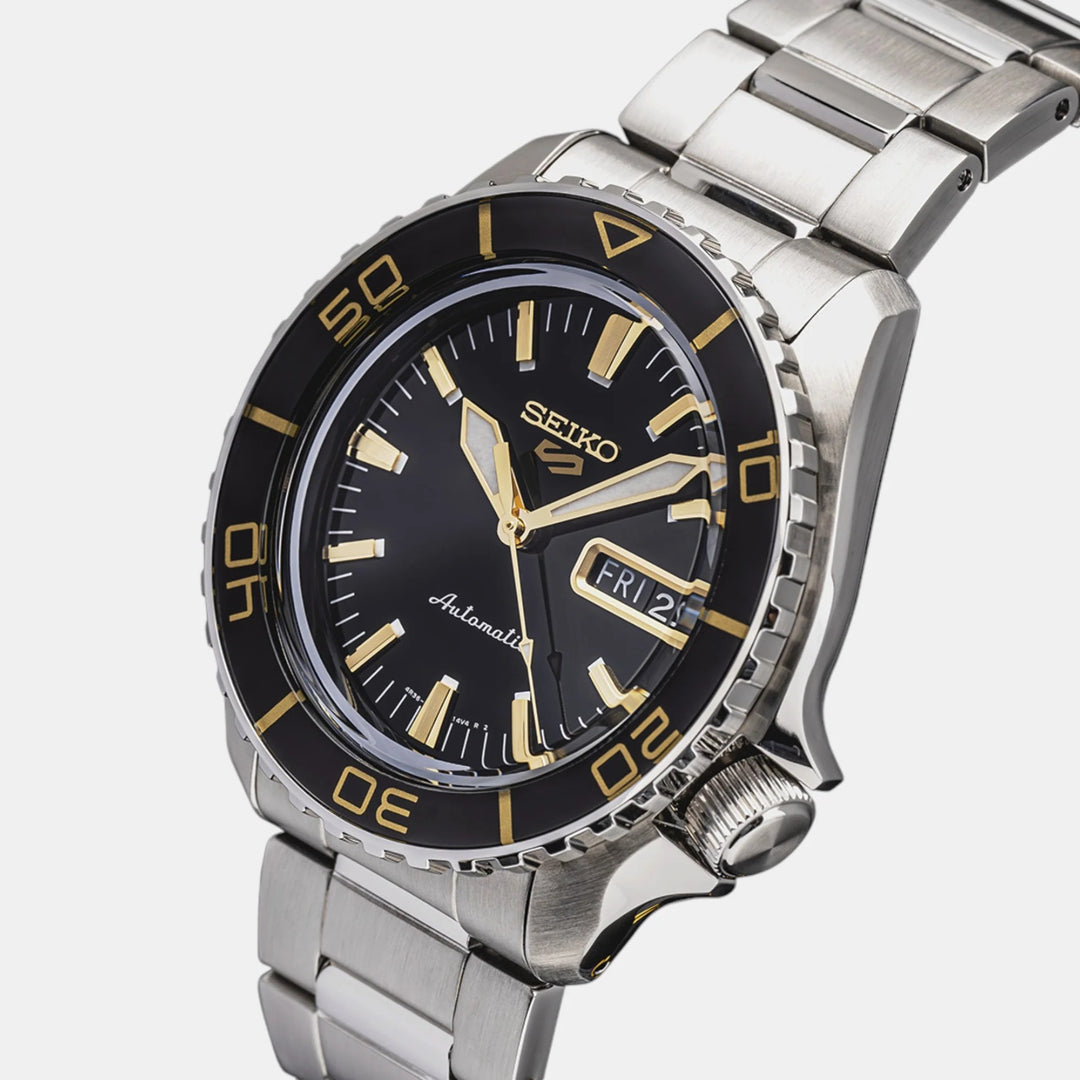 SEIKO 5 SPORTS SKX BLACKTONE AUTOMATIC WATCH – 42.5MM BLACK DIAL BLACK-TONE ROTATING BEZEL STEEL BRACELET