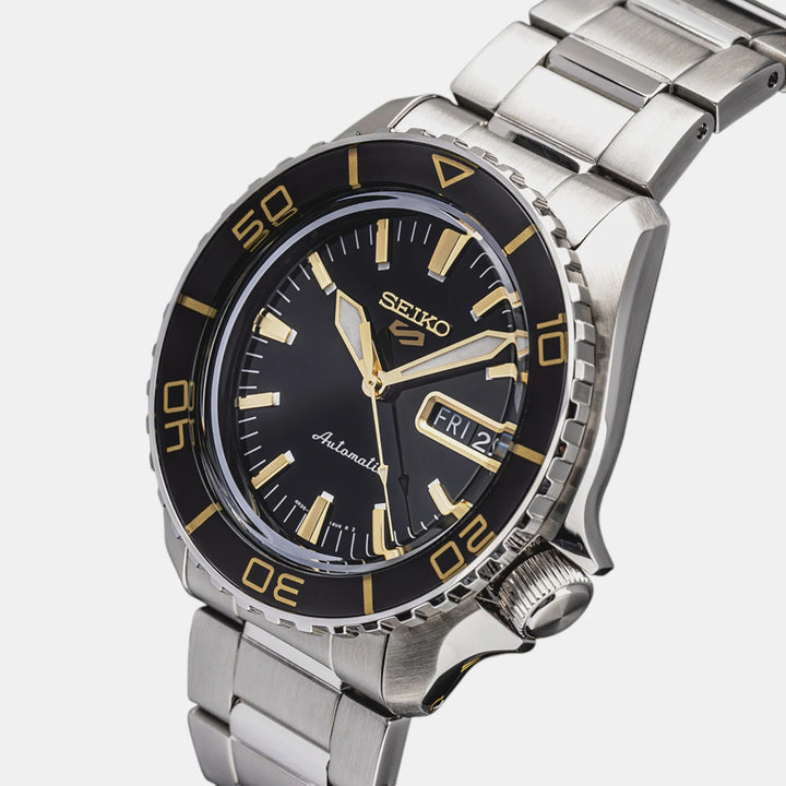 SEIKO 5 SPORTS SKX BLACKTONE AUTOMATIC WATCH – 42.5MM BLACK DIAL BLACK-TONE ROTATING BEZEL STEEL BRACELET