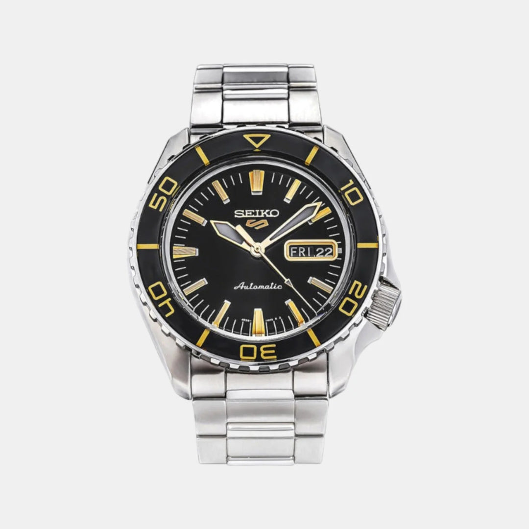 SEIKO 5 SPORTS SKX BLACKTONE AUTOMATIC WATCH – 42.5MM BLACK DIAL BLACK-TONE ROTATING BEZEL STEEL BRACELET