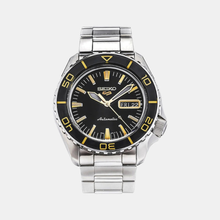 SEIKO 5 SPORTS SKX BLACKTONE AUTOMATIC WATCH – 42.5MM BLACK DIAL BLACK-TONE ROTATING BEZEL STEEL BRACELET