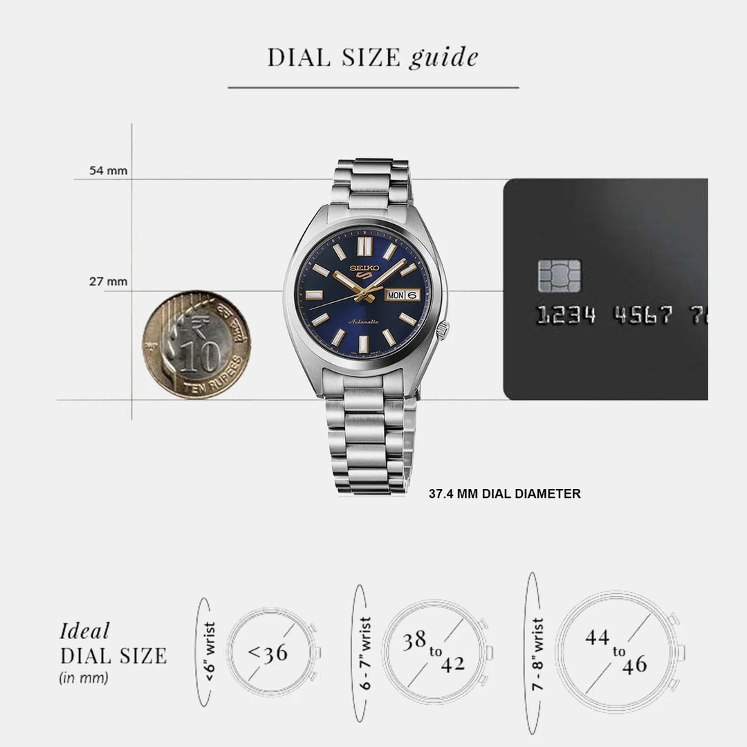 SEIKO 5 SPORTS SNXS AUTOMATIC WATCH – 37.4MM BLUE SUNRAY DIAL GOLD-TONE HANDS STEEL BRACELET