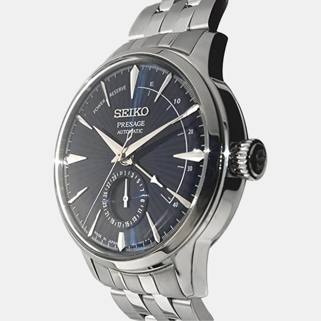 SEIKO PRESAGE COCKTAIL TIME BLUE MOON AUTOMATIC WATCH – 40.5MM BLUE SUNRAY DIAL POWER RESERVE STEEL BRACELET