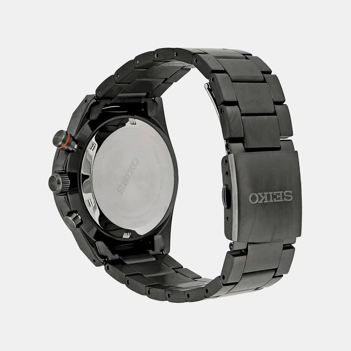 SEIKO NEO SPORTS CHRONOGRAPH QUARTZ WATCH – 41MM BLACK DIAL BLACK IP CASE STEEL BRACELET