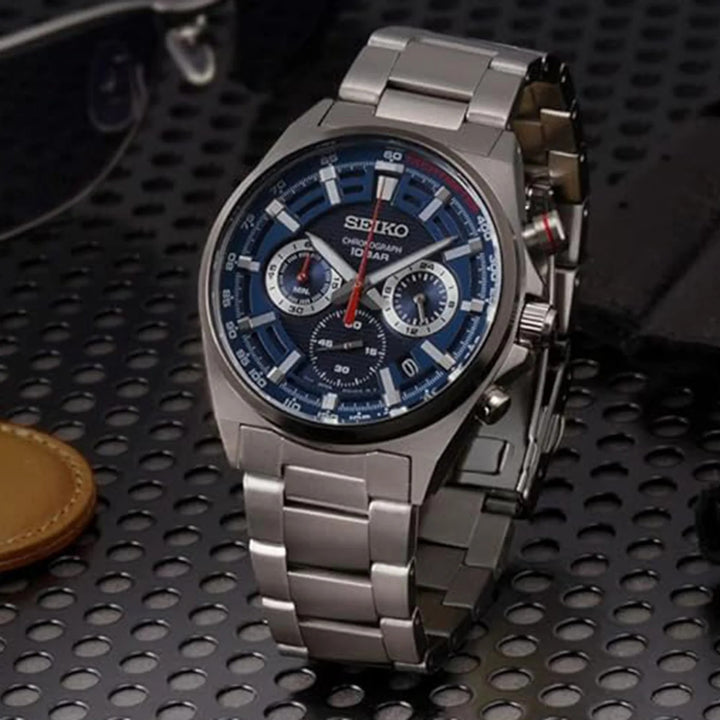 SEIKO CONCEPTUAL CHRONOGRAPH QUARTZ WATCH – 41MM BLUE DIAL STEEL BRACELET