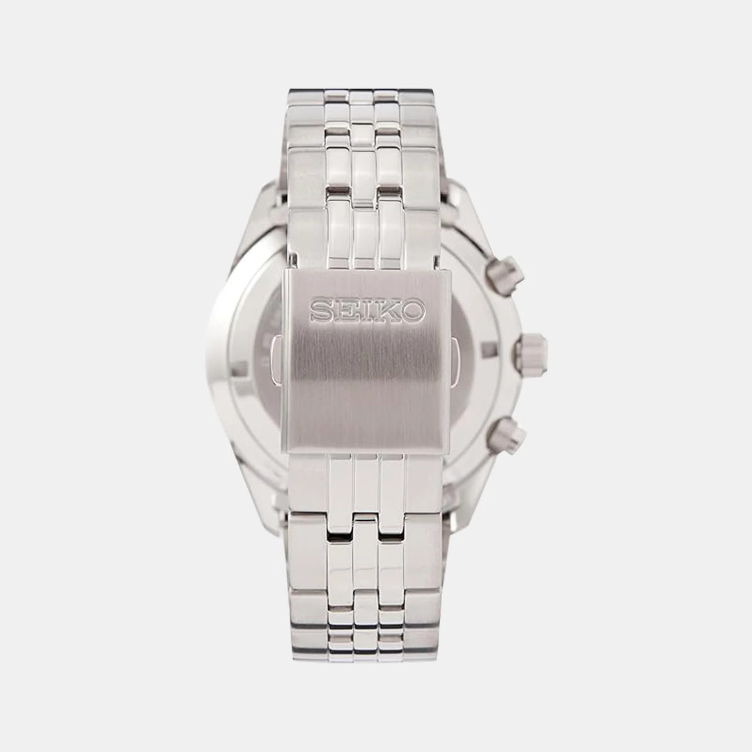 SEIKO CHRONOGRAPH QUARTZ WATCH – 41.5MM BLUE AND WHITE DIAL STEEL BRACELET