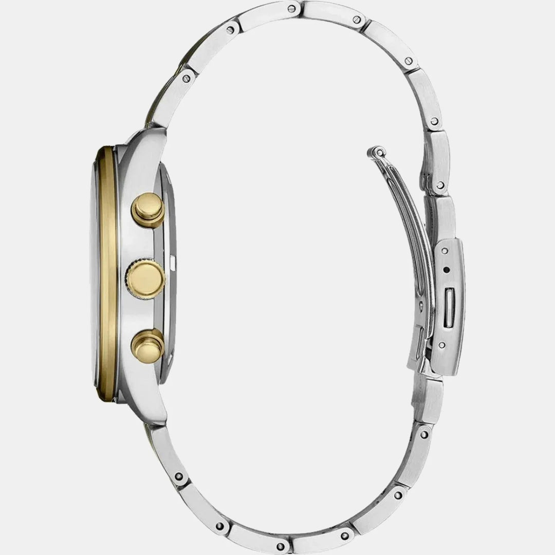 SEIKO TWO-TONE CHRONOGRAPH QUARTZ WATCH – 41.5MM BLACK DIAL GOLD ACCENTS TWO-TONE STEEL BRACELET
