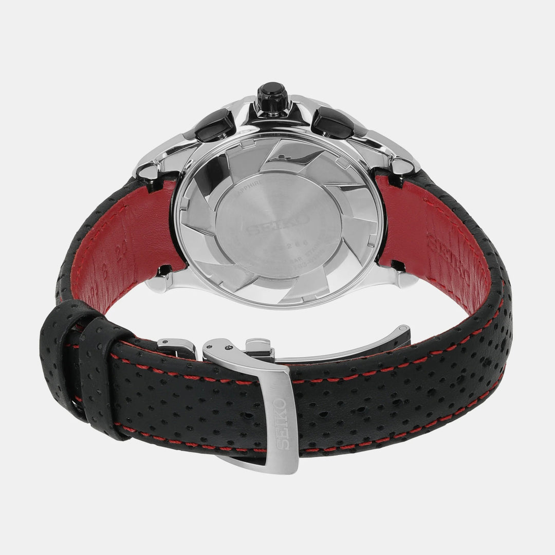 SEIKO COUTURA MOTOR SPORT CHRONOGRAPH QUARTZ WATCH – 42MM RED DIAL SAPPHIRE CRYSTAL LEATHER STRAP