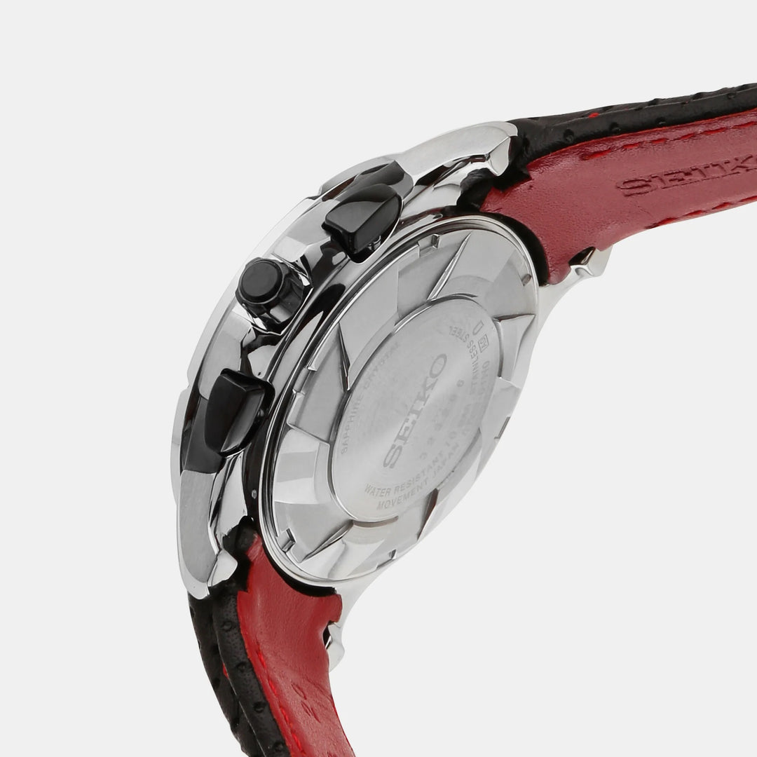 SEIKO COUTURA MOTOR SPORT CHRONOGRAPH QUARTZ WATCH – 42MM RED DIAL SAPPHIRE CRYSTAL LEATHER STRAP