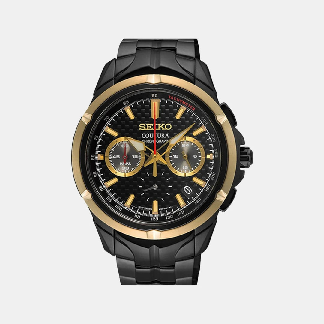 SEIKO COUTURA CHRONOGRAPH QUARTZ WATCH – 42MM BLACK DIAL SAPPHIRE CRYSTAL BLACK PVD STEEL BRACELET