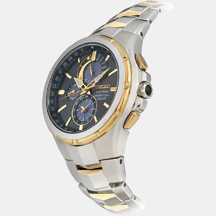 SEIKO COUTURA PERPETUAL SOLAR CHRONOGRAPH WATCH – 44MM BLACK DIAL SAPPHIRE CRYSTAL TWO-TONE GOLD STEEL BRACELET