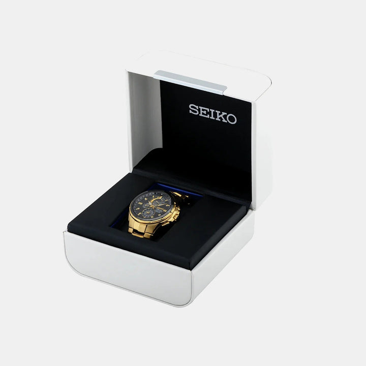 SEIKO COUTURA PERPETUAL SOLAR CHRONOGRAPH WATCH – 44MM BLACK DIAL SAPPHIRE CRYSTAL STEEL BRACELET