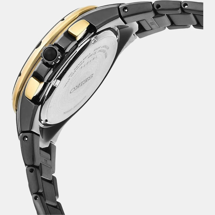 SEIKO COUTURA PERPETUAL SOLAR CHRONOGRAPH WATCH – 44MM BLACK DIAL DIAMOND MARKERS SAPPHIRE CRYSTAL BLACK PVD STEEL BRACELET