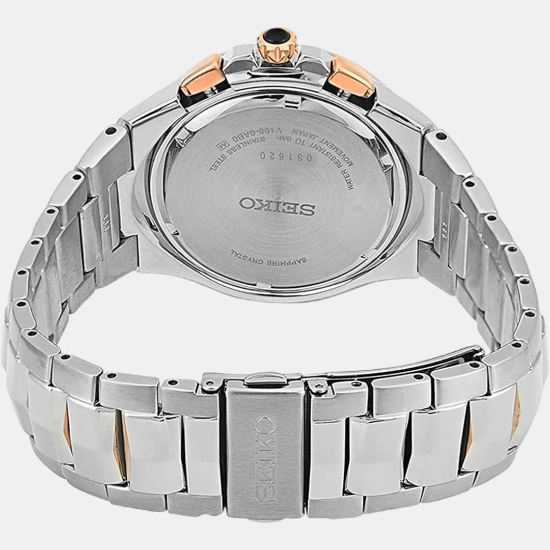SEIKO COUTURA PERPETUAL SOLAR CHRONOGRAPH WATCH – 44MM GREY SUNRAY DIAL SAPPHIRE CRYSTAL ROSE GOLD TONE STEEL BRACELET