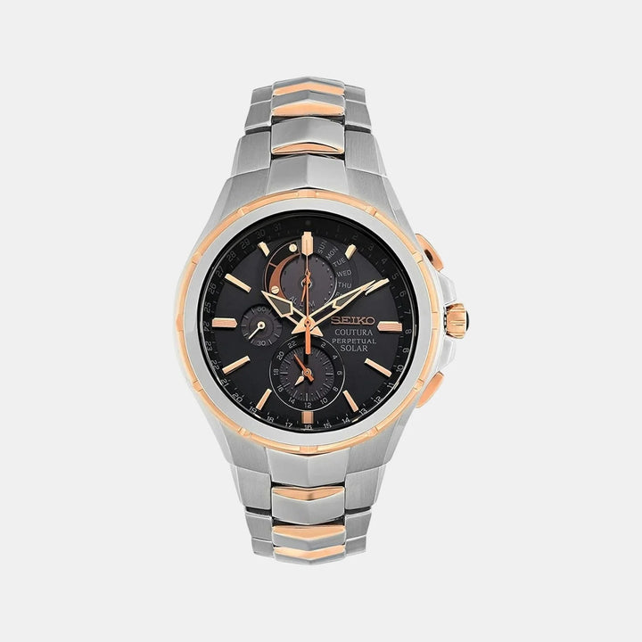 SEIKO COUTURA PERPETUAL SOLAR CHRONOGRAPH WATCH – 44MM GREY SUNRAY DIAL SAPPHIRE CRYSTAL ROSE GOLD TONE STEEL BRACELET