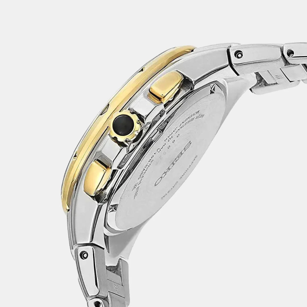 SEIKO COUTURA PERPETUAL SOLAR CHRONOGRAPH WATCH – 44MM BLUE SUNRAY DIAL SAPPHIRE CRYSTAL GOLD TONE STEEL BRACELET