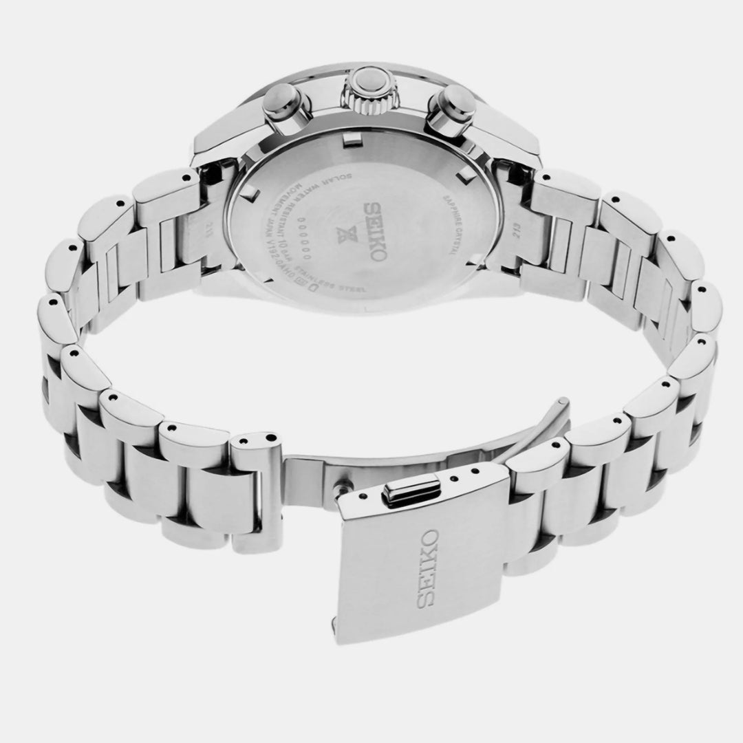 SEIKO PROSPEX SPEEDTIMER CRYSTAL TROPHY SOLAR CHRONOGRAPH WATCH – 41.4MM PALE BLUE TRANSPARENT DIAL SAPPHIRE CRYSTAL STEEL BRACELET