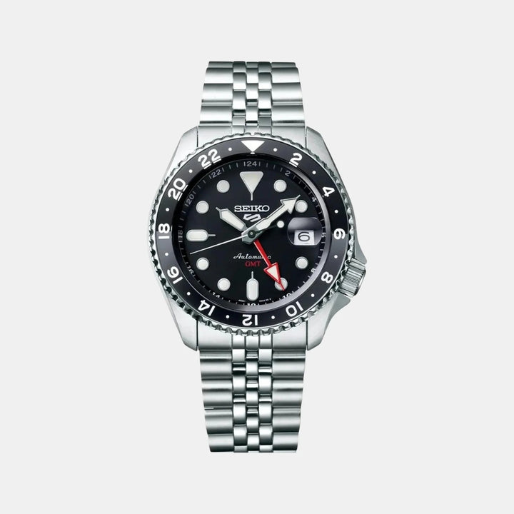 SEIKO 5 SPORTS SKX SPORTS STYLE GMT AUTOMATIC WATCH – 42.5MM BLACK DIAL ROTATING BEZEL JUBILEE BRACELET