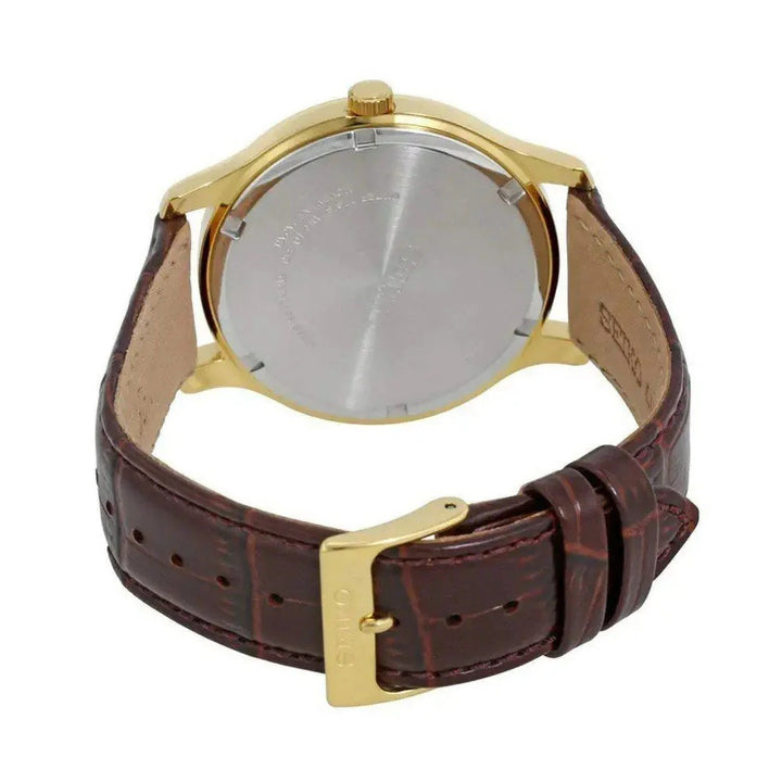 SEIKO NEO CLASSIC QUARTZ WATCH – 41MM WHITE ROMAN NUMERAL DIAL BROWN LEATHER STRAP
