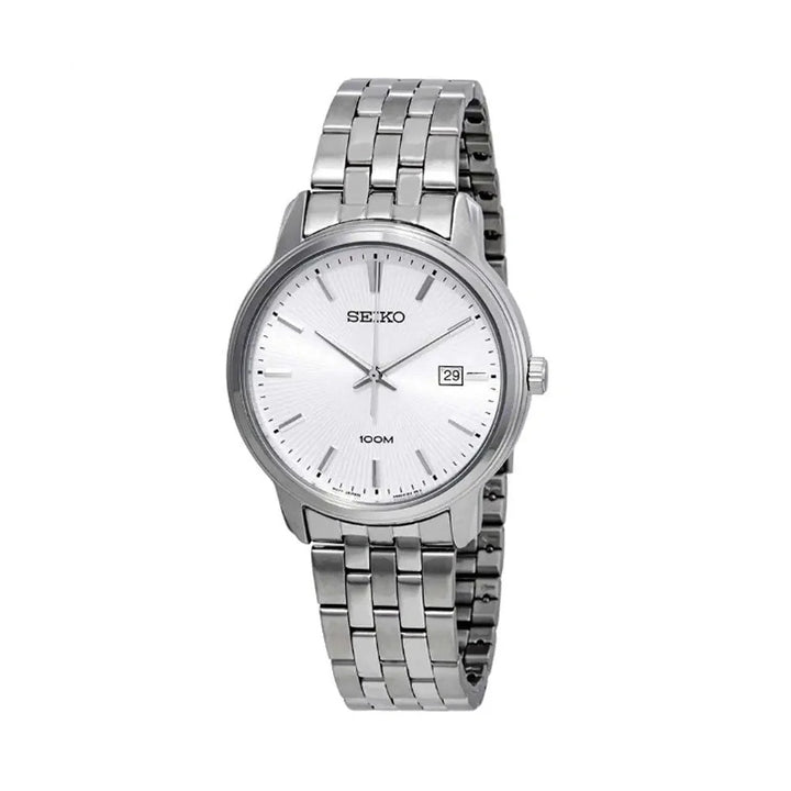 SEIKO NEO CLASSIC QUARTZ WATCH – 41MM SILVER WHITE DIAL APPLIED INDICES STEEL BRACELET