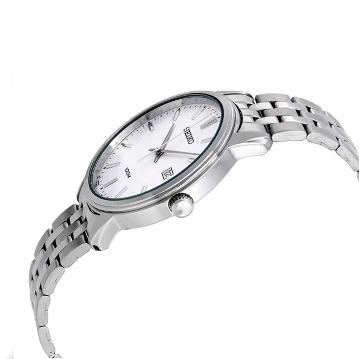SEIKO NEO CLASSIC QUARTZ WATCH – 41MM SILVER WHITE DIAL APPLIED INDICES STEEL BRACELET