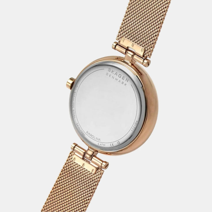 Skagen Karolina SKW2980 Solar-Powered Rose-Tone Steel Mesh Women&