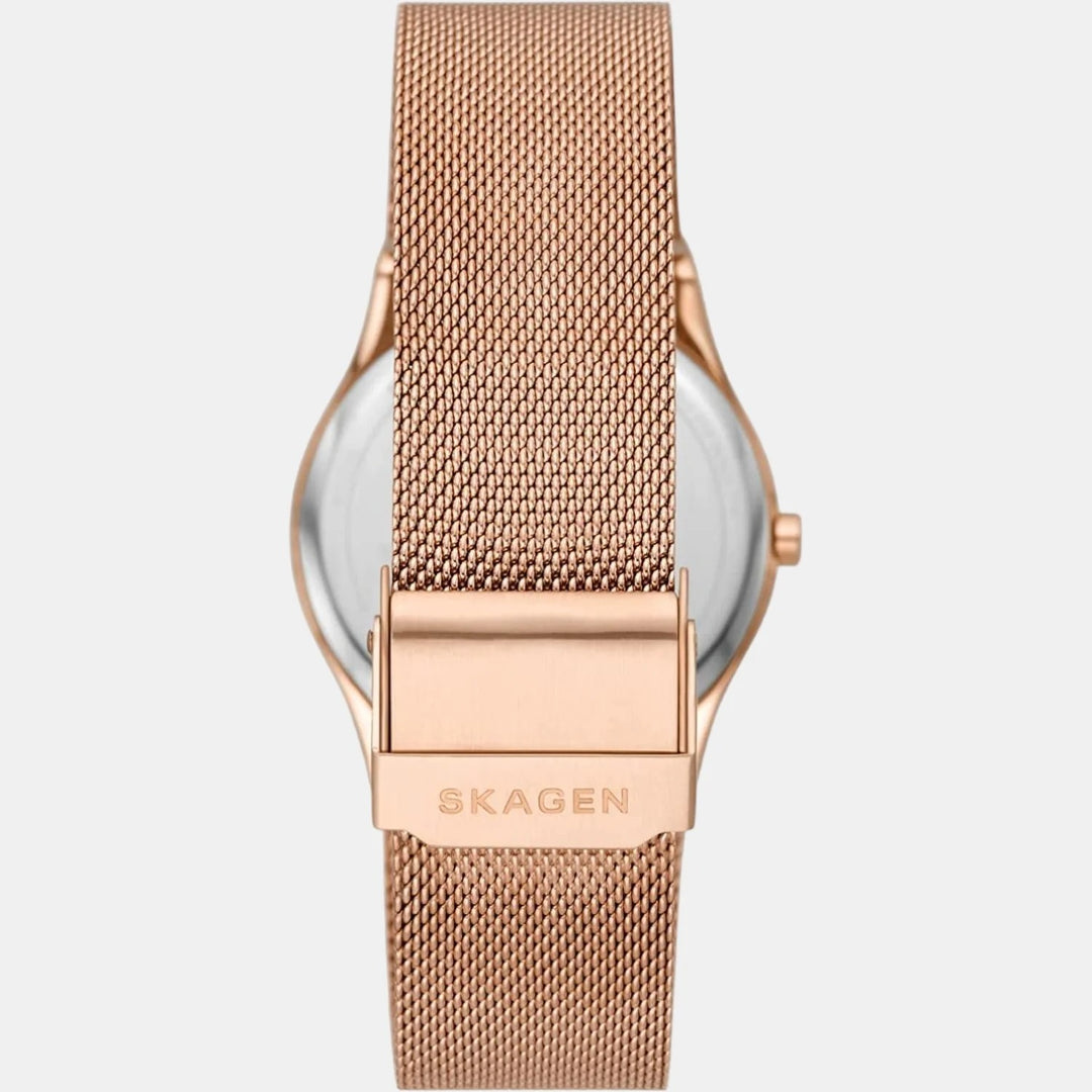 Skagen Grenen SKW3023 Solar-Powered Rose Gold Stainless Steel Mesh Watch Women&