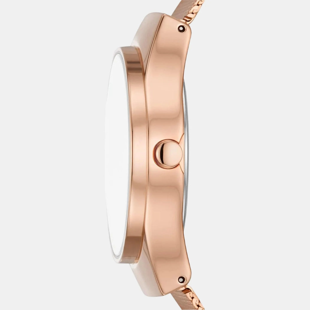 Skagen Grenen SKW3023 Solar-Powered Rose Gold Stainless Steel Mesh Watch Women&