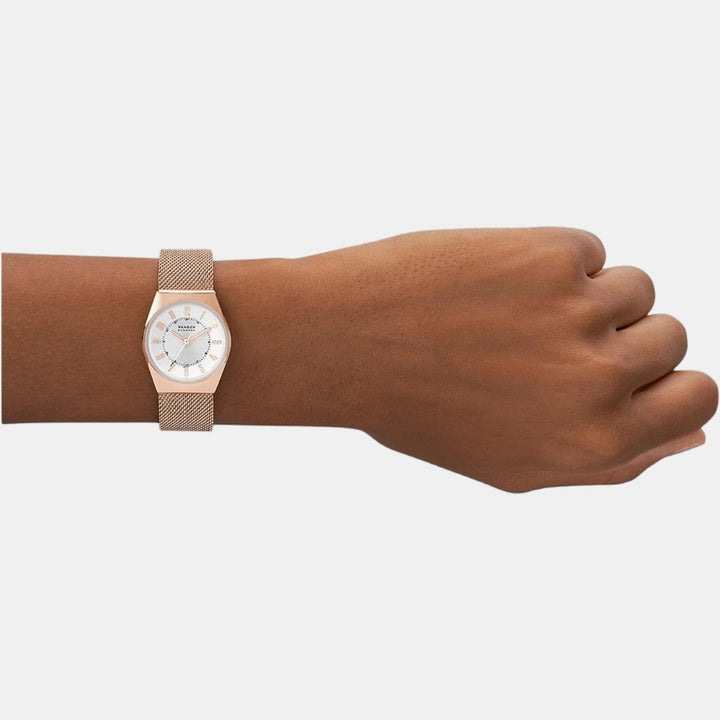 Skagen Grenen SKW3035 Lille Three-Hand Date Rose Gold Stainless Steel Mesh Watch