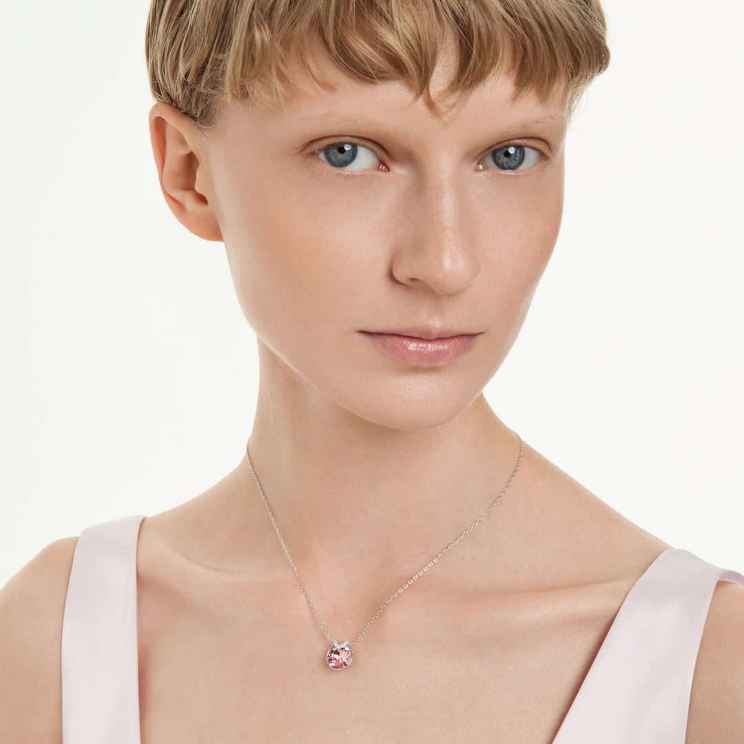 Swarovski Bella V pendant Round cut Pink Rhodium plated
