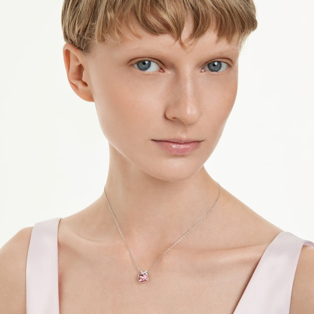 Swarovski Bella V pendant Round cut Pink Rhodium plated
