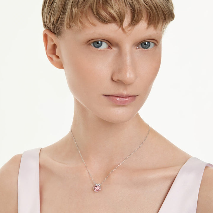 Swarovski Bella V pendant Round cut Pink Rhodium plated