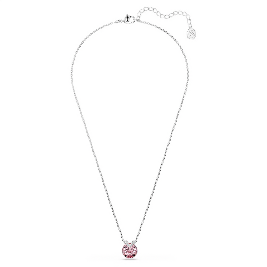 Swarovski Bella V pendant Round cut Pink Rhodium plated