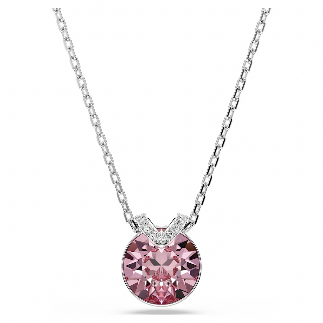 Swarovski Bella V pendant Round cut Pink Rhodium plated