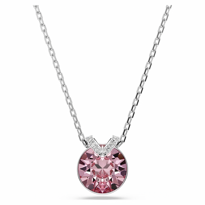 Swarovski Bella V pendant Round cut Pink Rhodium plated
