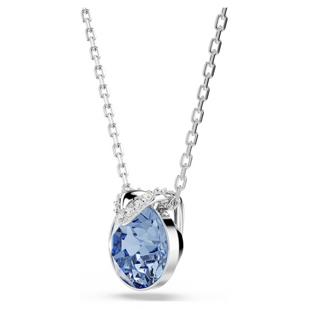 Swarovski Bella V pendant Round cut Blue Rhodium plated