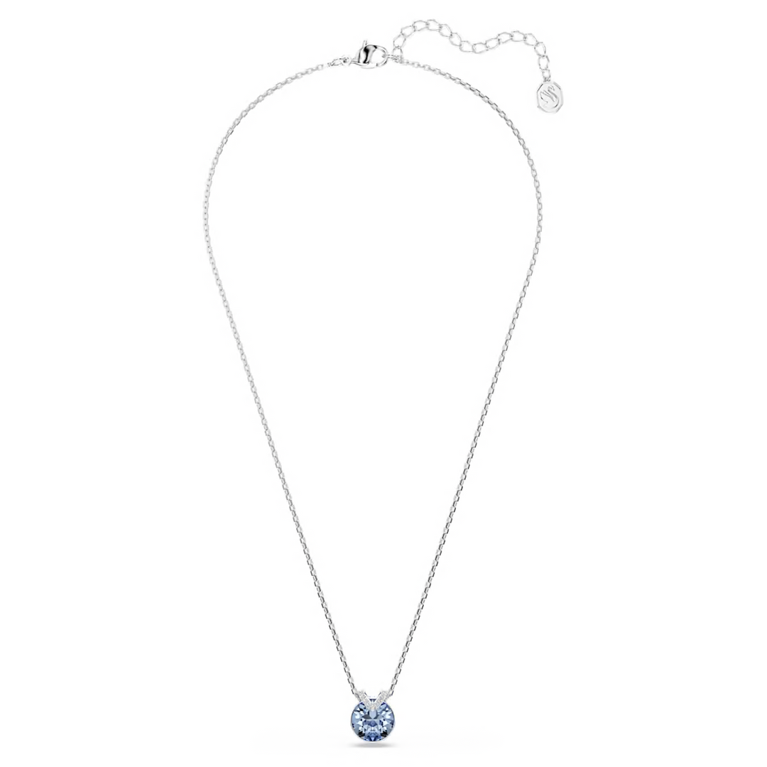 Swarovski Bella V pendant Round cut Blue Rhodium plated
