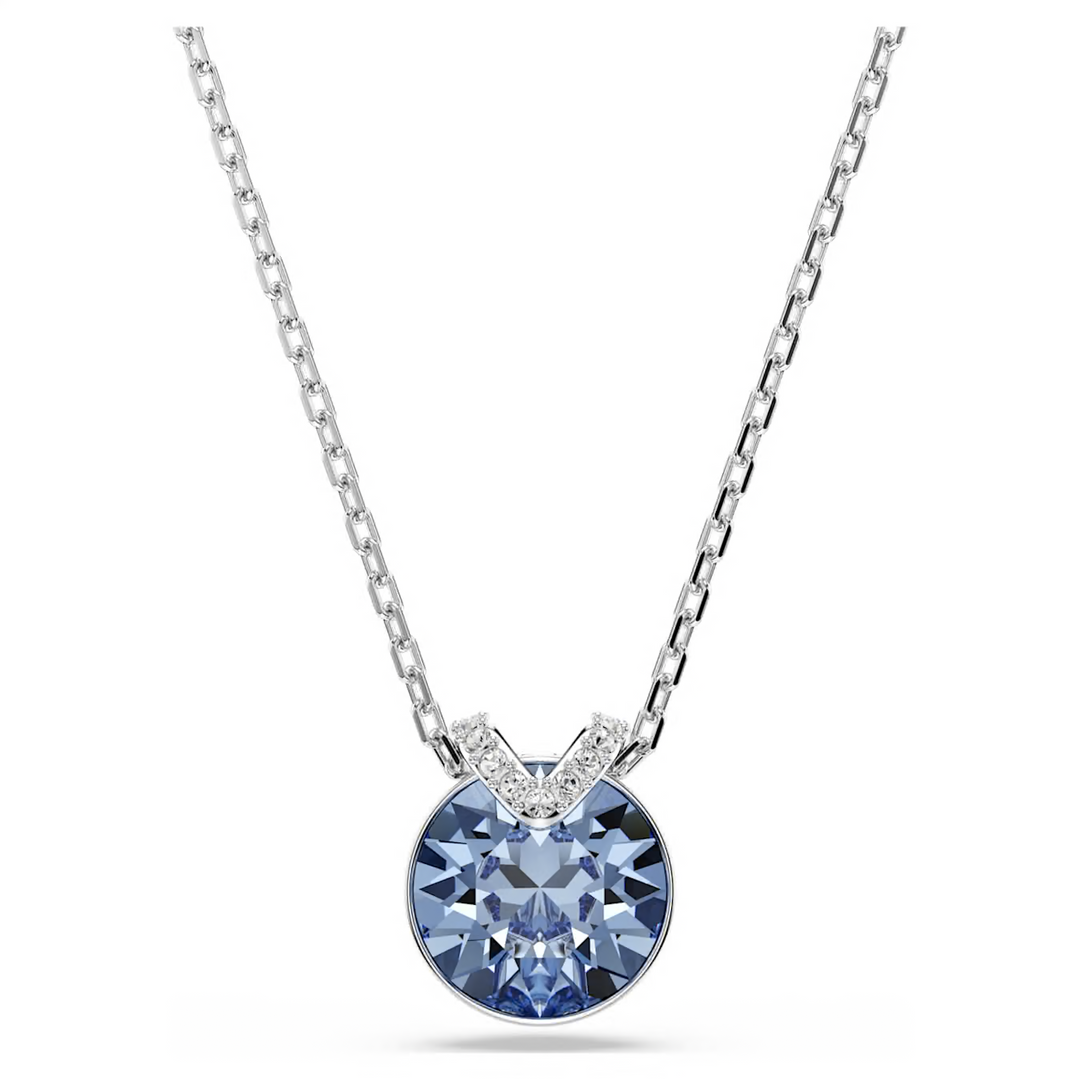 Swarovski Bella V pendant Round cut Blue Rhodium plated