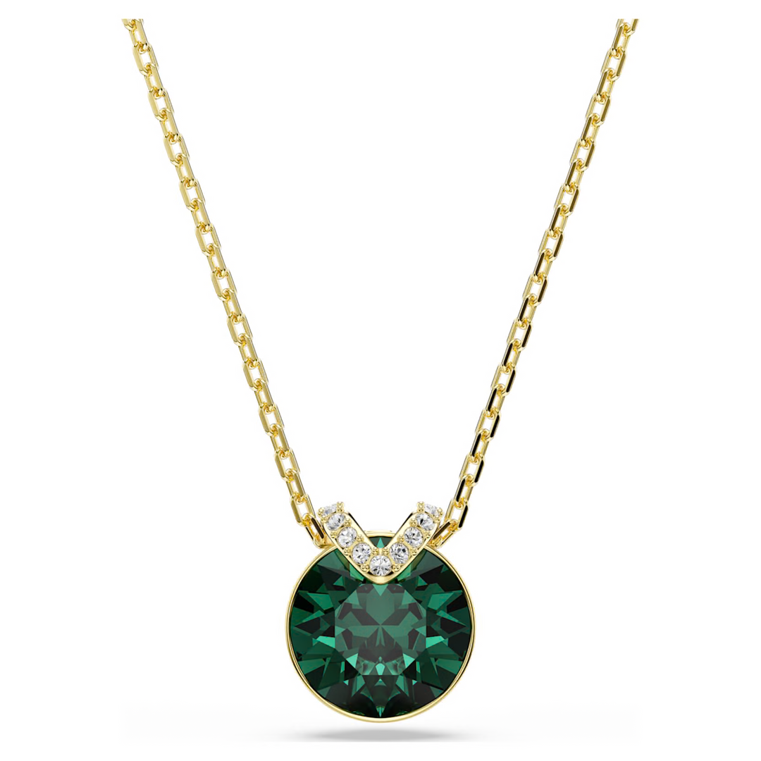 Swarovski Bella V pendant Round cut Green 18K gold finish