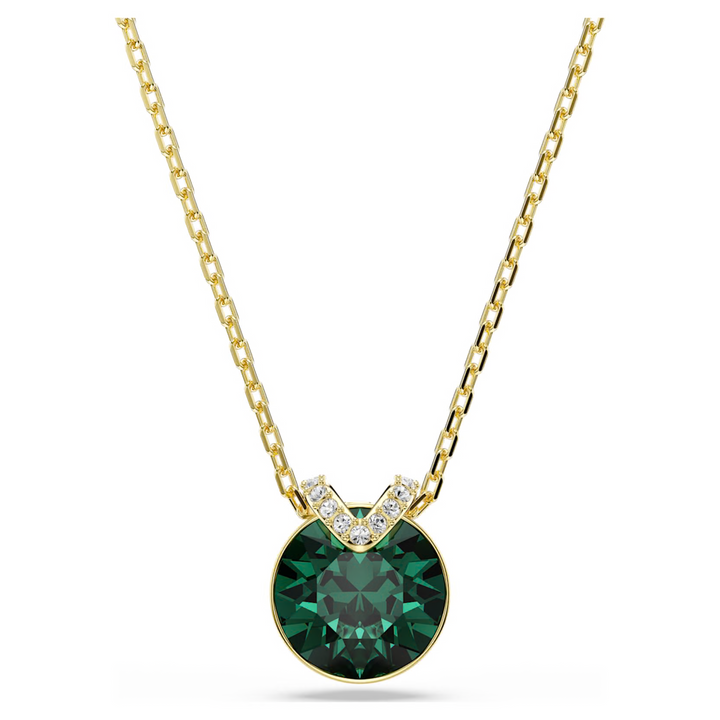 Swarovski Bella V pendant Round cut Green 18K gold finish